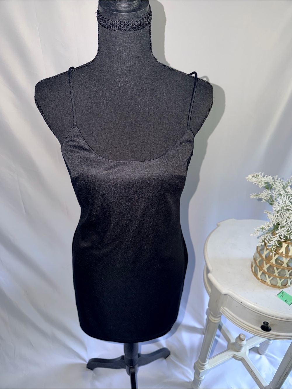 Hugo Buscati Black Satin Spaghetti Strap Camisole Dress size XS
